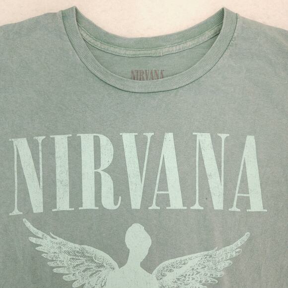 Nirvana Band Casual Crew Neck Graphic T-Shirt Adult Mens Size Large L Green - Picture 1 of 9